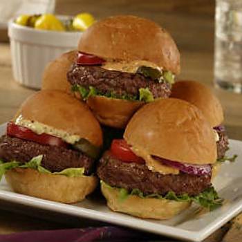 Honey-Mustard Dipped Steakburgers with Apple Relish recipe